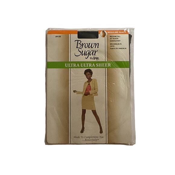 L'eggs Brown Sugar Ultra Ultra Sheer Pantyhose Jet Black Medium/Tall - Picture 3 of 3